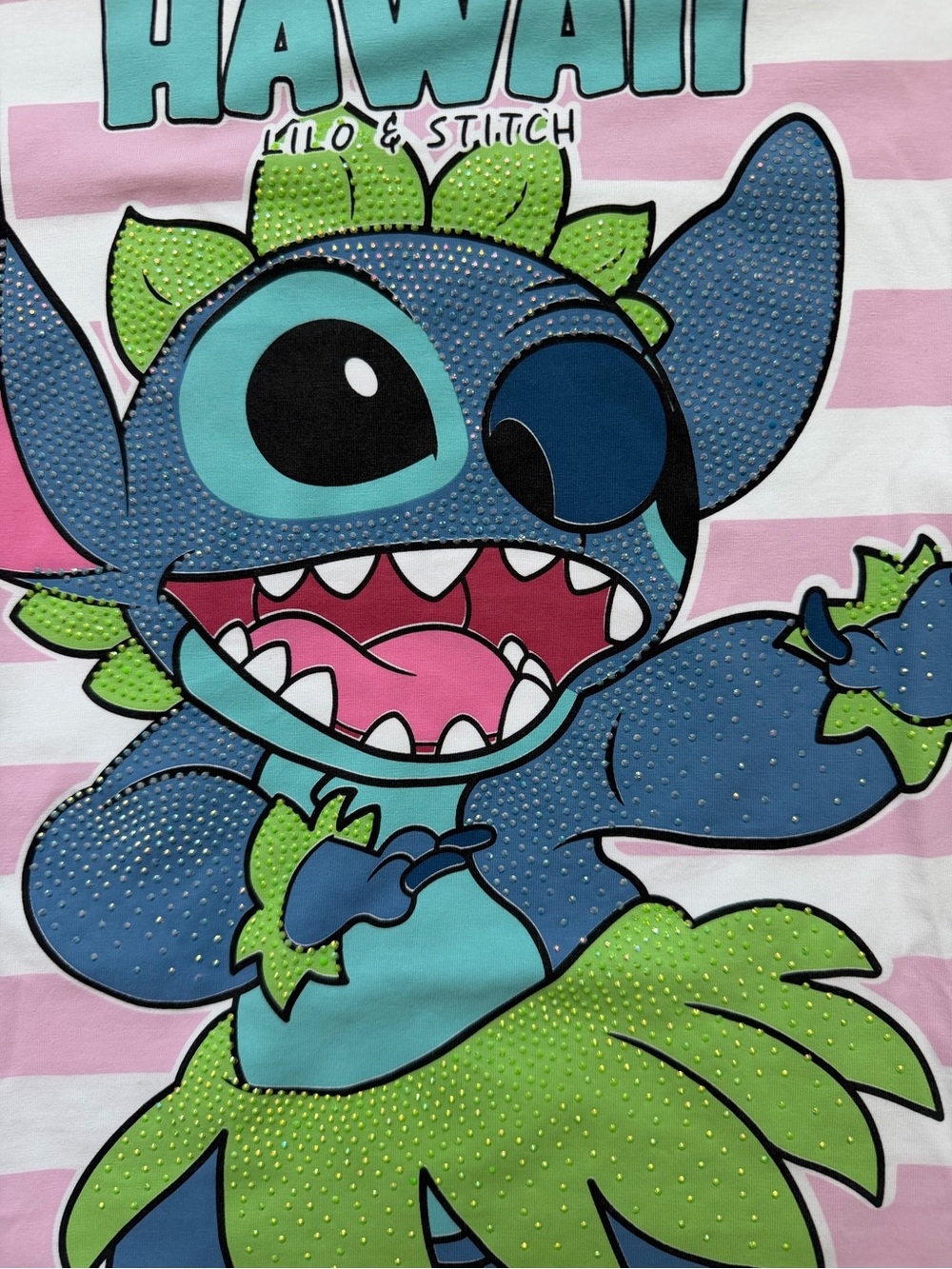 Disney Stitch Glitter Shirt ✨ Girls Size 12 Pink Graphic Tee - Picture 3 of 4